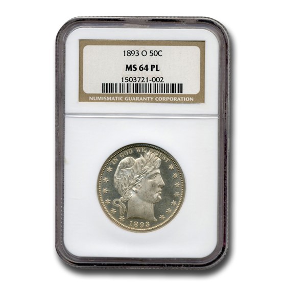 1893-O Barber Half Dollar MS-64 NGC (PL) 1893-O Barber Half Dollar MS-64 NGC (PL)